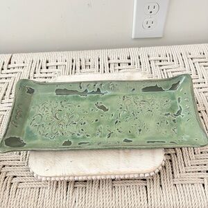 KJB Green Rectangular Ceramic Tray